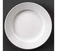 Olympia Linear Wide Rimmed Plates 150mm Porcelain, White, 12 Pack