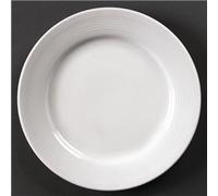 Olympia Linear Wide Rimmed Service Plates 200mm Porcelain White 12pc