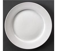 Olympia Linear Wide Rimmed Service Plates 250mm Porcelain White 12pc