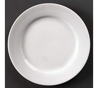 Olympia Linear Wide Rimmed Service Plates 200mm Porcelain White 12pc