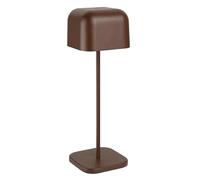 Olympia Lucca Cordless Rechargeable LED Table Lamp, Chestnut, 300mm | Squared dome shade elevates commercial outdoor dining, providing flexible cable-free illumination for guest tables.