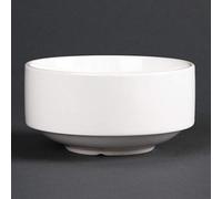 Olympia Lumina Stacking Soup Bowls 398ml Fine China (Pack of 6), White | Offers a 14oz capacity for versatile kitchen service, saving essential cupboard space in busy hospitality venues.
