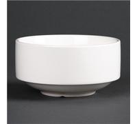 6X Lumina Fine China Stacking Soup Bowls 398ml 14oz White Kitchen Dish