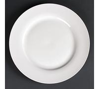 Olympia Lumina Wide Rimmed Round Porcelain Plate, 270mm, Pack of 4