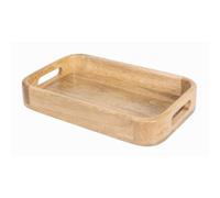 Olympia Mango Wood Rectangular Serving Tray with Handles 300 x 190mm - Deep Side Tray for Appetizers, Food, Snacks JA887