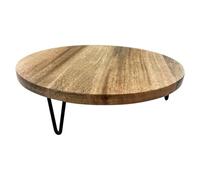 Olympia Mango Wood Round Display Stand with Metal Legs, 300x80mm, 300x80 mm