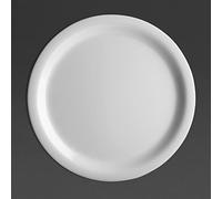 Olympia Melamine Narrow Rimmed Plates 226mm 9 Inch (Pack of 12) | Kristallon chip-resistant, lightweight dishware, stackable for efficient storage in busy commercial catering venues.