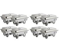 Olympia Milan 9 Litres Chafing Stainless Steel Set with Heat Insulating Lid - Twin Burners, Carry Handles - 4pc (635 x 317.5 x 102 mm) (Pack of 2)