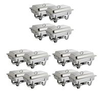 Olympia Milan 9 Litres Chafing Stainless Steel Set with Heat Insulating Lid - Twin Burners, Carry Handles - 4pc (635 x 317.5 x 102 mm) (Pack of 3)