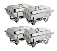 Olympia Milan 9 Litres Chafing Stainless Steel Set with Heat Insulating Lid - Twin Burners, Carry Handles - 4pc (635 x 317.5 x 102 mm)