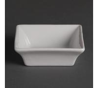 Olympia Miniature Square Dishes 75mm Porcelain White Serving Bowls 12pc