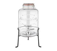 Olympia Nantucket Style Drink Dispenser with Wire Stand - Lockable Lids, Retro Durable Stainless Steel Tap Glass Dispenser - 155(H) x200(B) x150(T) mm