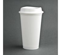 Olympia Polypropylene Coffee Cup & Lids 450ml / 16oz. White. Pack Quantity: 25