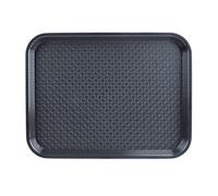 Olympia Polypropylene Rectangular Fast Food Tray 350x450mm, Charcoal | Sturdy, non-porous surface resists stains and scratches, ensuring easy cleaning for busy commercial foodservice environments.