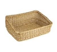 Olympia Polywicker Rectangular Display Basket Light Brown 525 x 385mm - Rustic Style, Ideal for Breads, Pastries JA356