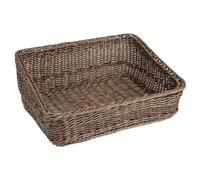 Olympia Polywicker Rectangular Display Basket, Dark Brown, 525 x 385mm | Rustic style presentation adds charm to buffet setups, commercially optimized for merchandising breads and pastries.
