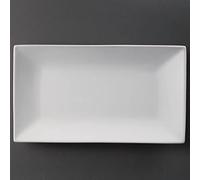 Olympia Whiteware Porcelain Serving Rectangular Platters 310mm (2 Pack) - Oven, Microwave, Dishwasher and Freezer Safe CC895
