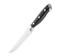 Olympia Riveted Steak Knives with Black ABS Handles (6 Pack) - Stainless Steel Serrated Blade, Dishwasher Safe GR919