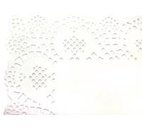 Olympia Rectangular Paper Doilies 400 mm (Pack of 250), White, 300(W) x 400(D)mm/11 3/4 x 15 3/4 inch, Rose Design Doilies, CE994