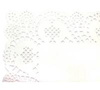 Olympia Rectangular Paper Doilies 400 mm (Pack of 250), White, 300(W) x 400(D)mm/11 3/4 x 15 3/4 inch, Rose Design Doilies, CE994