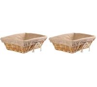 Olympia Rectangular Wicker Basket with Removable Liner, Brown, Material: Wicker, Size: 95(H) x 315(W) x 230(L) mm, Bread & Pastries Display Basket, Commercial Buffet & Home Use, U746 (Pack of 2)