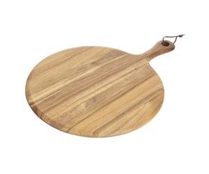 Olympia Round Chopping Paddle Board Wavy Handled in Acacia Wood - 330(Ø) mm