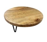 Olympia Round Display Stand Mango Wood with Metal Legs, 250x80 mm
