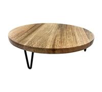 Olympia Round Display Stand Mango Wood with Metal Legs 300x80mm