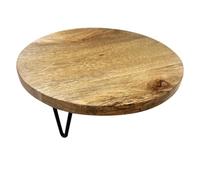 Olympia Round Display Stand Mango Wood with Metal Legs, 250x80 mm