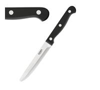 Olympia Rounded Steak Knives Black 114mm Dishwasher Safe, Box of 12 | Rounded tip ensures safer dining, with a weighted feel and 4.5-inch blade length for comfortable handling at the table.