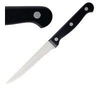 Olympia Serrated Steak Knives Black Handle Set of 12 - Stainless Steel, Sharp Blade Kitchen Knife Dishwasher Safe C134