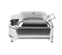 Olympia Square Electric Chafer 410X410X240mm Stainless Steel & Glass Dish
