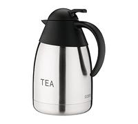 Olympia Stainless Steel Domed Lid Vacuum Jug 1.5Ltr, 250x140mm | Thumb lever mechanism provides a controlled dispense; works with tea, coffee, and hot water labels to keep drinks hot.