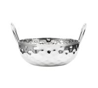 Olympia Stainless Steel Hammered Kadai Serving Dish, 150mm | Elevates tabletop presentation in commercial dining settings while resisting wear from busy food service.