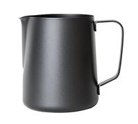 Olympia Stainless Steel Non-Stick Milk Frothing Pitcher 900ml, Black | Dishwasher safe design with an ergonomic grip handle and fine pouring spout for precise latte art control.