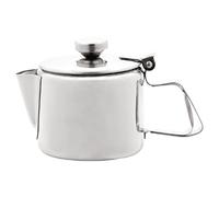 Olympia Stainless Steel Teapot, 10 oz, Silver, High Polish Mirror Finish, Heat-Resistant Handle, Hinged Lid Design, Dishwasher Safe