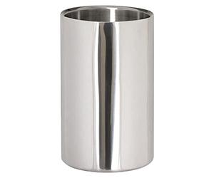 Olympia Stainless Steel Wine Cooler, Double Walled Insulation, Silver | Fits bottles up to 105mm diameter to chill standard champagne; durable build is suited for busy professional bar setups.