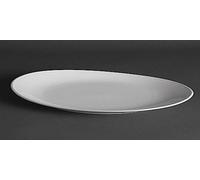 Olympia Steak Oval Service Plates 300mm Porcelain White Restaurant 6pc