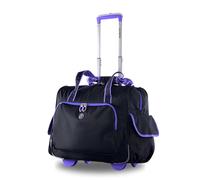 Olympia U.S.A. Deluxe Lightweight Rolling Overnighter Case Overnight Laptop Bag Weekender Travel Carry-On Suitcase Luggage with Wheels and Adjustable Push-Down Handle, Black/Purple, One Size, Deluxe