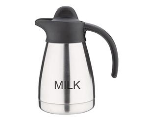 Olympia Vacuum Insulated Milk Jug Stainless Steel 0.5L, Screw Top, 05L | Etched with "Milk" for quick identification; maintains hot or cold beverage temperatures for hours in busy dining areas.
