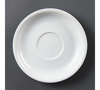 Olympia White Ware Cappuccino Saucers 160mm Porcelain White Plate 12pc