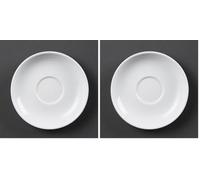 Olympia White Ware Espresso Saucers Porcelain White Plate Dishwasher Proof 12pc (Pack of 2)