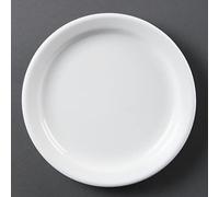Olympia White Ware Narrow Rimmed Service Plates 180mm Porcelain 12pc