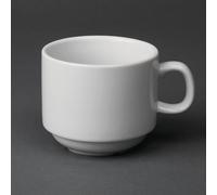 Olympia White Ware Stacking Tea Cups 200Ml 7Oz Coffee Espresso Milk Jugs 12pc