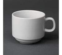 Olympia White Ware Stacking Tea Cups 200Ml 7Oz Coffee Espresso Milk Jugs 12pc