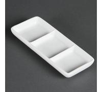 Olympia Whiteware 3 Section Dishes - Pure Porcelain - 60(H)x 150(W)mm - Pack x12