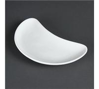 Olympia White Ware Crescent Salad Service Plates 200mm Porcelain 12pc