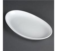 Olympia French Deep Oval Service Plates 304X190mm Porcelain White 4pc