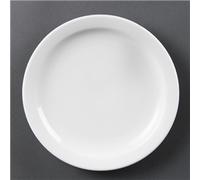 Olympia White Ware Narrow Rimmed Service Plates 202mm Porcelain 12pc