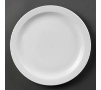Olympia Whiteware Narrow Rimmed Plates in White - Porcelain - Pack of 6 - 280mm